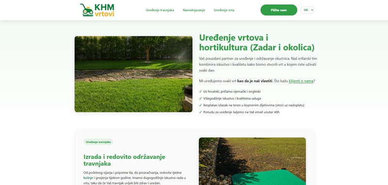 KHM vrtovi - izrada web stranice